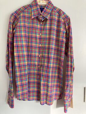 Grosvenor plaid multi-color shirt, size UK10
